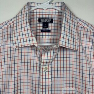 BONOBOS Wrinkle Free Standard Fit Plaid Dress Shirt Red Blue White‎ Size 16 33